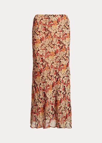 Saias femininas Ralph Lauren com estampa floral e amassadas em georgette