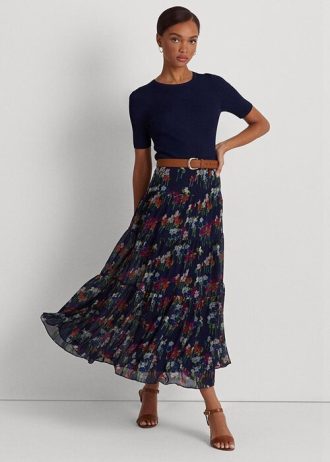 Saias femininas Ralph Lauren Floral Crinkle Georgette