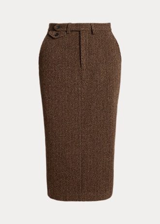 Saias femininas Ralph Lauren Mychele Wool Herringbone Brown