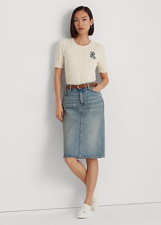 Saias jeans Ralph Lauren azul claro femininas