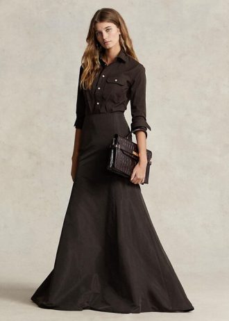 Saias longas de tafetá sereia Ralph Lauren para mulheres pretas