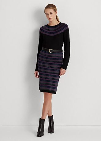 Saias lápis multicoloridas femininas Ralph Lauren Fair Isle em mistura de algodão