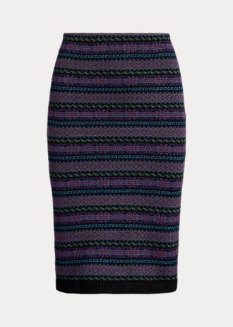 Saias lápis multicoloridas femininas Ralph Lauren Fair Isle em mistura de algodão