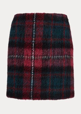 Saias lápis xadrez mohair multicoloridas femininas Ralph Lauren