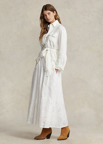 Saias midi de linho com ilhós Ralph Lauren brancas femininas