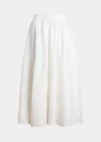 Saias midi de linho com ilhós Ralph Lauren brancas femininas