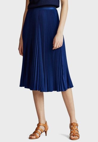 Saias midi plissadas Ralph Lauren azuis femininas