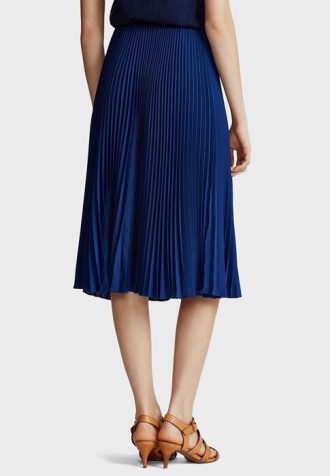 Saias midi plissadas Ralph Lauren azuis femininas