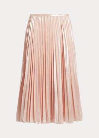 Saias plissadas de chiffon metálico Ralph Lauren rosa para mulheres