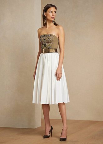 Saias plissadas de linho misto Ralph Lauren Arnav para mulheres brancas