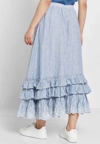 Saias Ralph Lauren azuis femininas com babados e cintura alta