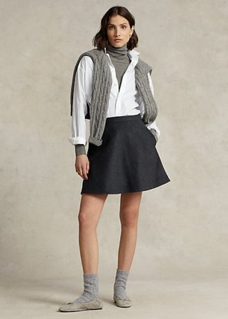 Saias Ralph Lauren de lã e caxemira Melton em linha A cinza escuro para mulheres