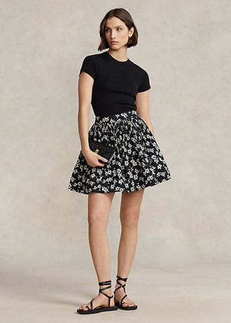 Saias Ralph Lauren Floral A-Line Pretas/Brancas Femininas