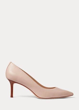Salto alto feminino Ralph Lauren Lanette Nappa em couro rosa claro