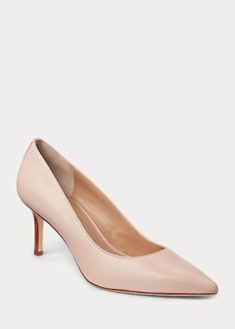 Salto alto feminino Ralph Lauren Lanette Nappa em couro rosa claro