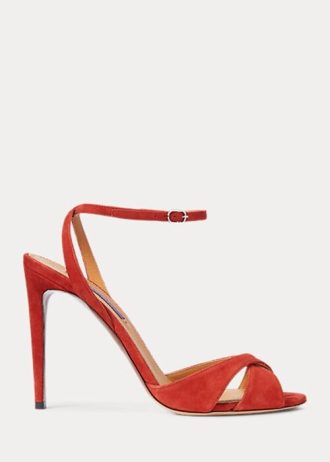 Salto alto feminino vermelho Ralph Lauren Kandice Goat-Suede