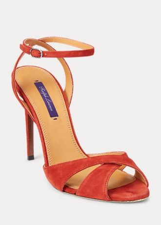 Salto alto feminino vermelho Ralph Lauren Kandice Goat-Suede