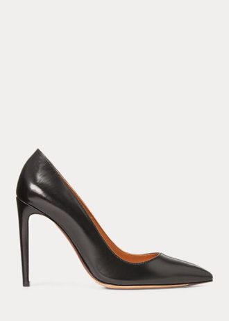 Salto alto Ralph Lauren Celia em couro de bezerro feminino preto