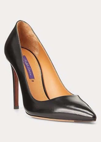 Salto alto Ralph Lauren Celia em couro de bezerro feminino preto