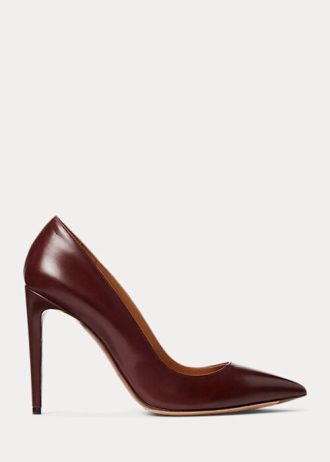 Salto alto Ralph Lauren Celia em couro de bezerro marrom escuro feminino