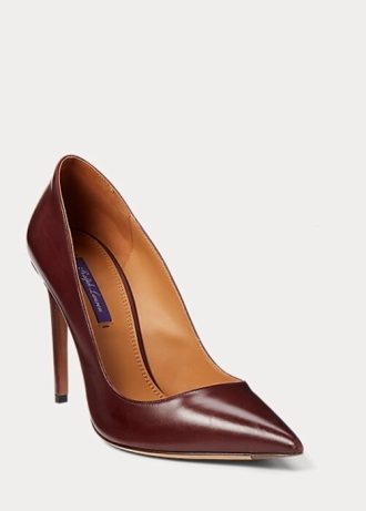 Salto alto Ralph Lauren Celia em couro de bezerro marrom escuro feminino