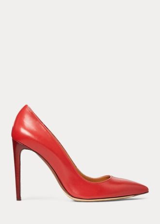 Salto alto Ralph Lauren Celia em couro de bezerro vermelho escuro feminino