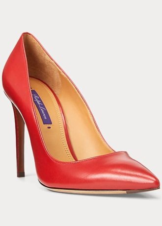 Salto alto Ralph Lauren Celia em couro de bezerro vermelho escuro feminino