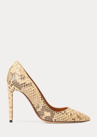 Salto alto Ralph Lauren Celia Python amarelo claro feminino