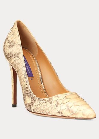 Salto alto Ralph Lauren Celia Python amarelo claro feminino