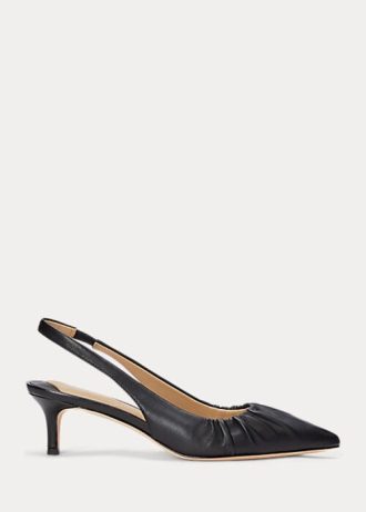 Salto baixo Ralph Lauren Lolah Nappa de couro preto feminino