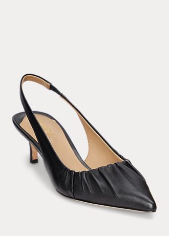Salto baixo Ralph Lauren Lolah Nappa de couro preto feminino