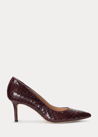 Saltos de pele de cobra falsos Ralph Lauren Lanette Chocolate para mulheres