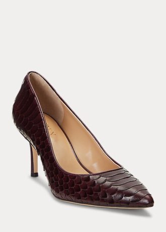 Saltos de pele de cobra falsos Ralph Lauren Lanette Chocolate para mulheres
