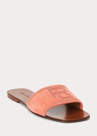 Sandálias de camurça de bezerro Andela Ralph Lauren femininas Rose