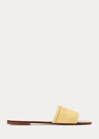 Sandálias Ralph Lauren Andela Calf-Suede Amarelas Femininas