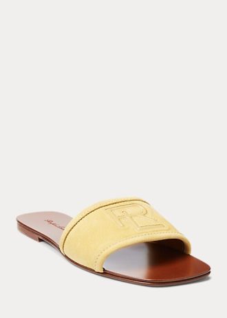 Sandálias Ralph Lauren Andela Calf-Suede Amarelas Femininas