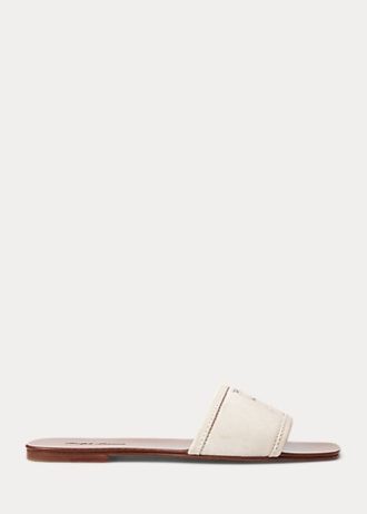 Sandálias Ralph Lauren Andela Calf-Suede Creme Femininas
