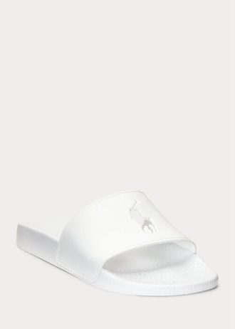 Sandálias Ralph Lauren Big Pony brancas femininas