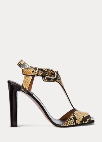 Sandálias Ralph Lauren Emilie Welington Ayers Snake Skin para mulheres