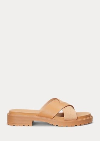Sandálias Ralph Lauren Kelsie Nappa de couro e camurça marrom femininas