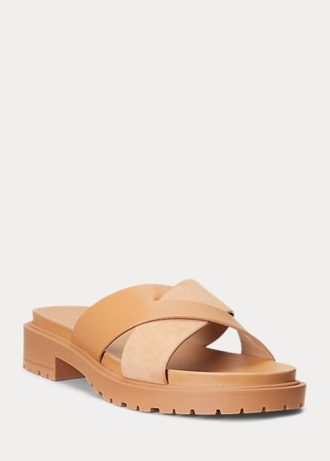 Sandálias Ralph Lauren Kelsie Nappa de couro e camurça marrom femininas