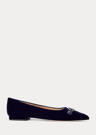 Sapatilhas de balé Ralph Lauren Lilah Velvet azul marinho femininas