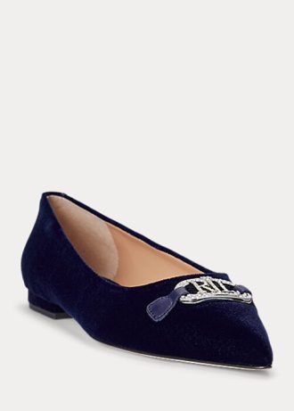 Sapatilhas de balé Ralph Lauren Lilah Velvet azul marinho femininas