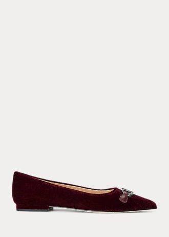 Sapatilhas de balé Ralph Lauren Lilah Velvet para mulheres, cor vinho