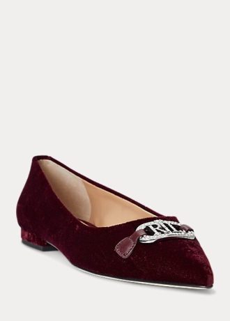 Sapatilhas de balé Ralph Lauren Lilah Velvet para mulheres, cor vinho