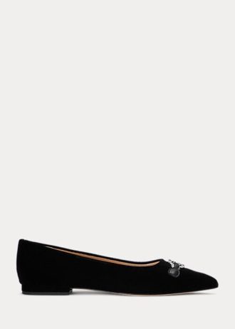 Sapatilhas de balé Ralph Lauren Lilah Velvet pretas femininas