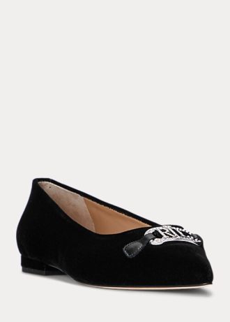 Sapatilhas de balé Ralph Lauren Lilah Velvet pretas femininas
