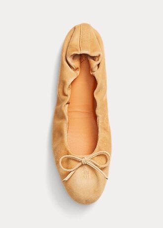 Sapatilhas de balé Ralph Lauren The Suede Pony cáqui femininas