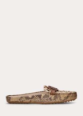 Sapatilhas femininas Ralph Lauren Brynn com relevo em couro e pelo de bezerro