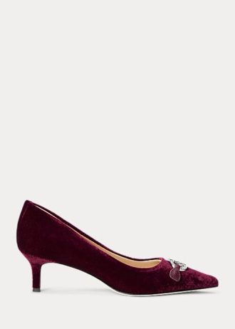 Sapatos de veludo Ralph Lauren Amory para mulheres, cor fúcsia